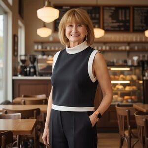 Alice & Olivia color block crop top Black and White Sleeveless zip back